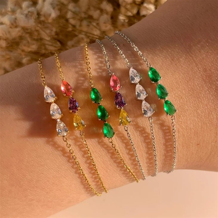 Bracciale a catena con zirconi colorati