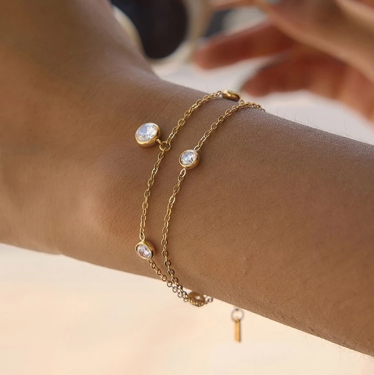 Round CZ Bezel Pendant Bracelet suppliers