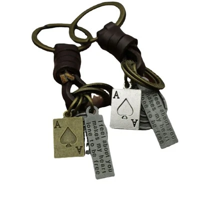 Portachiavi in ​​rame antico|Portachiavi Poker in pelle intrecciata