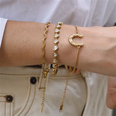 Bracciale a maglia a ferro di cavallo con zirconi cubici