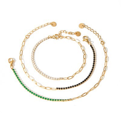 Bracciale a catena mista in zircone