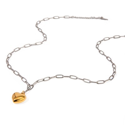 Collana a forma di graffetta con cuore bicolore