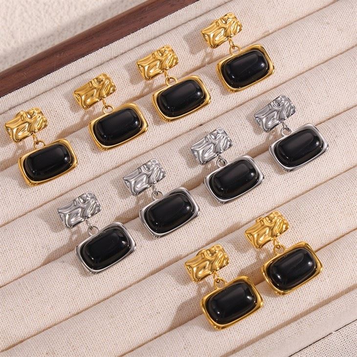 Square Glass Stud Earrings