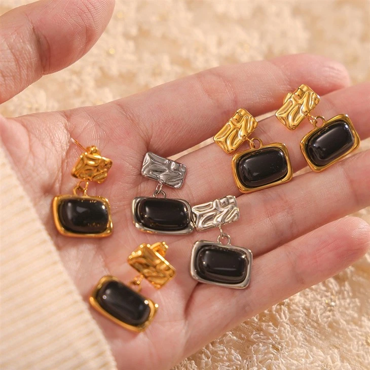 Square Glass Stud Earrings