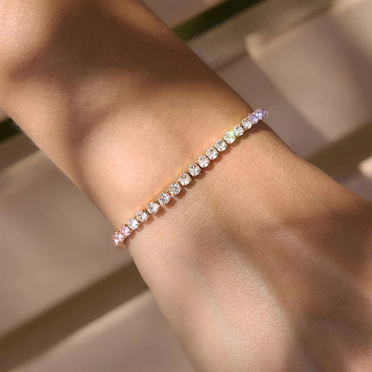 Bracciale tennis colorato in acciaio inossidabile